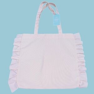 Bath & Body Works Tote Bag Pale Pink Canvas Ruffle Sweetest Song Mother's Day
